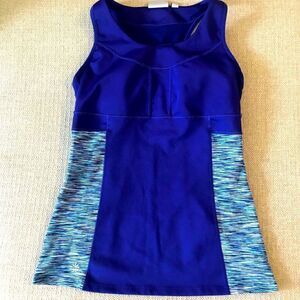 Athleta Cobalt Blue Mottled Print Racerback Athletic Workout Tank Top
